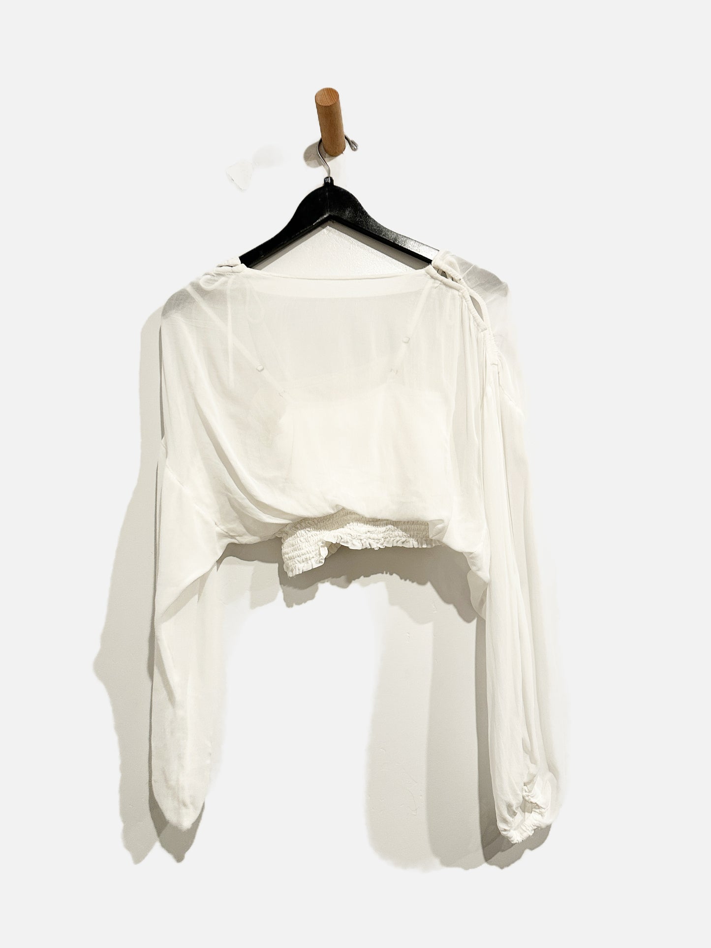 Anthropologie White Overlay LS Top - XXS