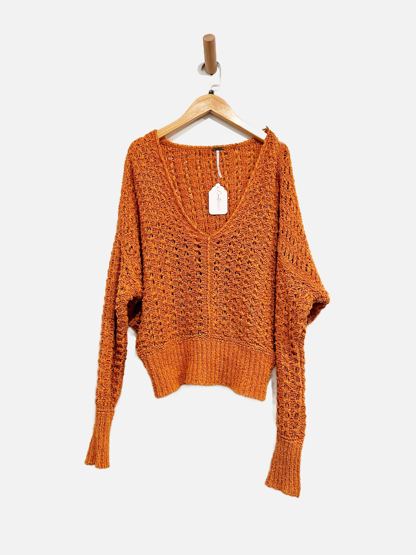 Free People Best of You Orange Knit Sweater - Small