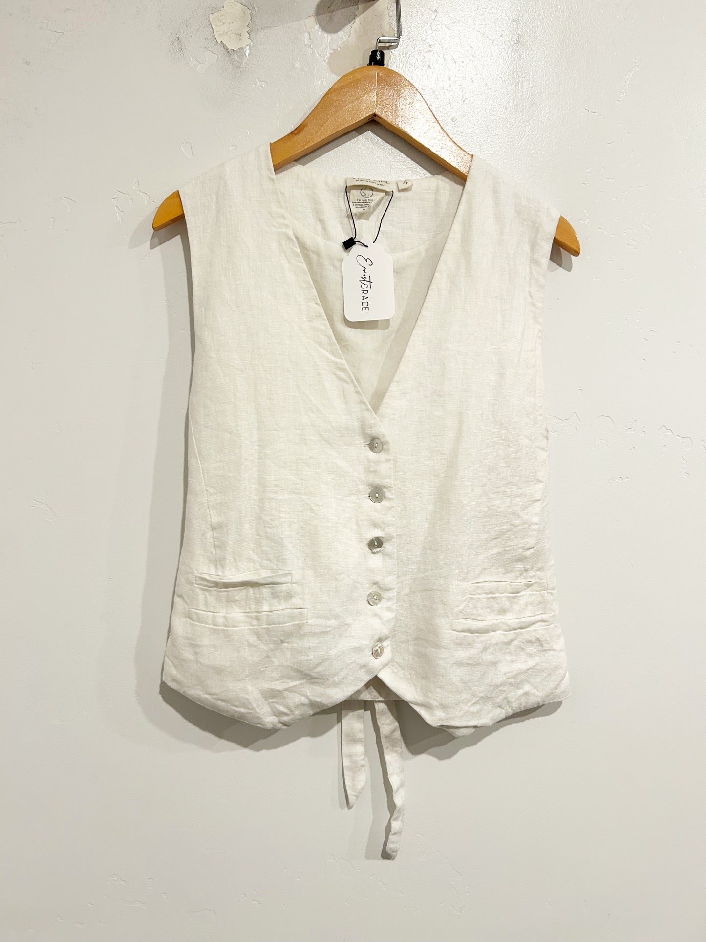 VRG Girl Italian Streets White Linen Vest - 4