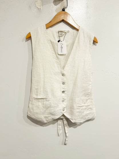 VRG Girl Italian Streets White Linen Vest - 4