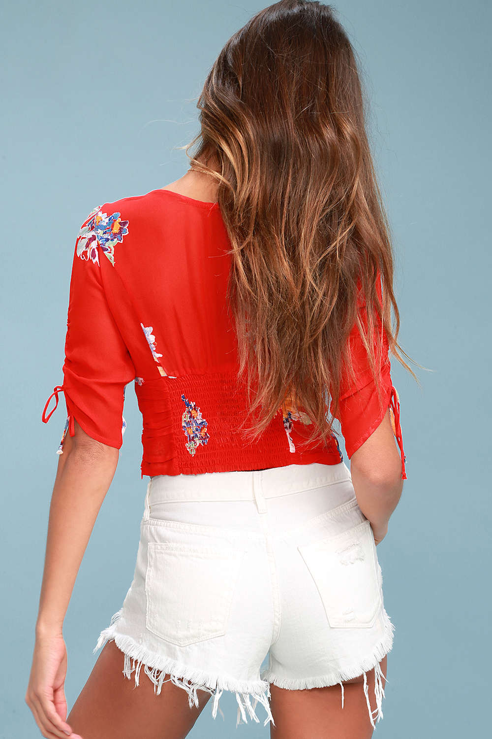 Free People Loving Good Vibrations Cutoff Shorts in Spring White - 25