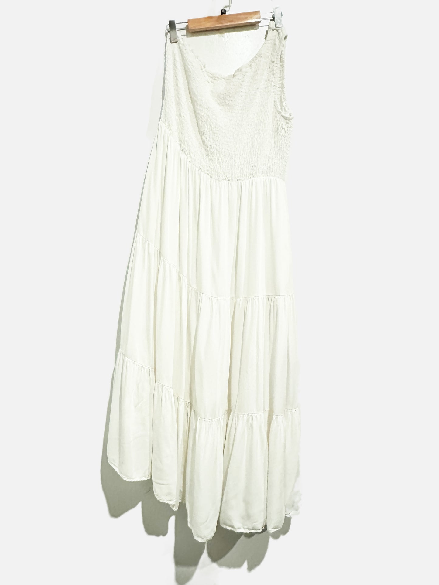 Anrabess White One Shoulder Tiered Dress - XL