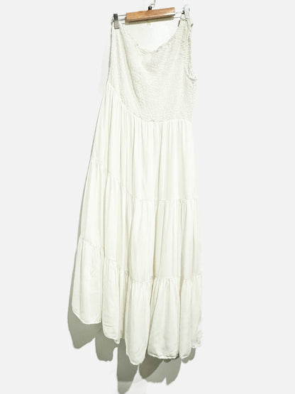 Anrabess White One Shoulder Tiered Dress - XL