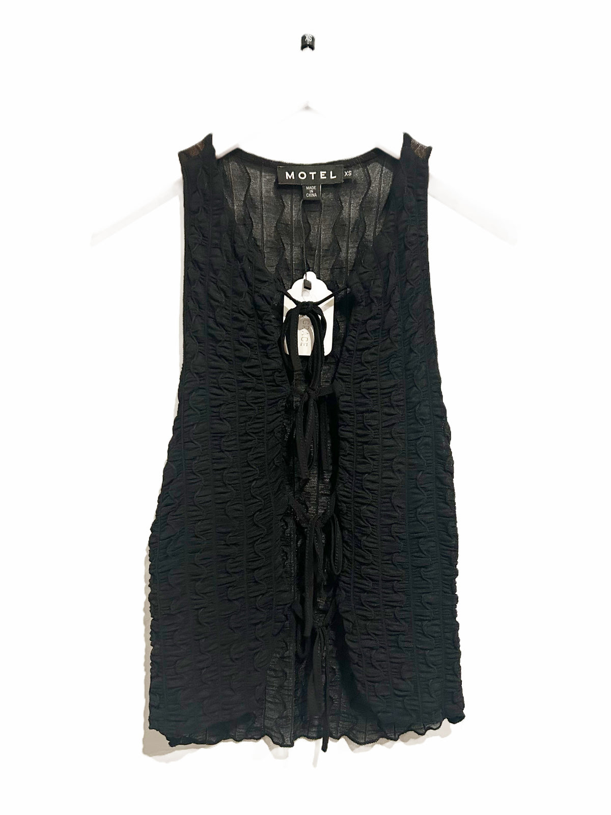 Motel Kinara Top in Stripe Mesh Black - XS
