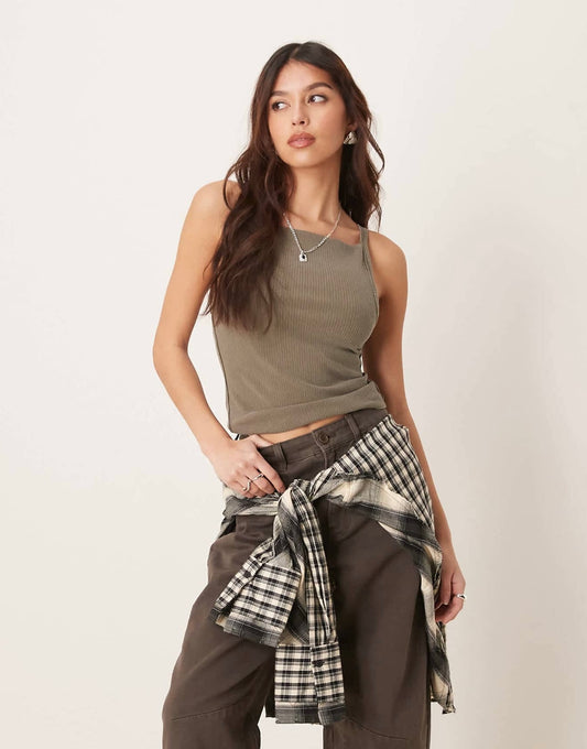 Free People Green Square Neck Tank - Small