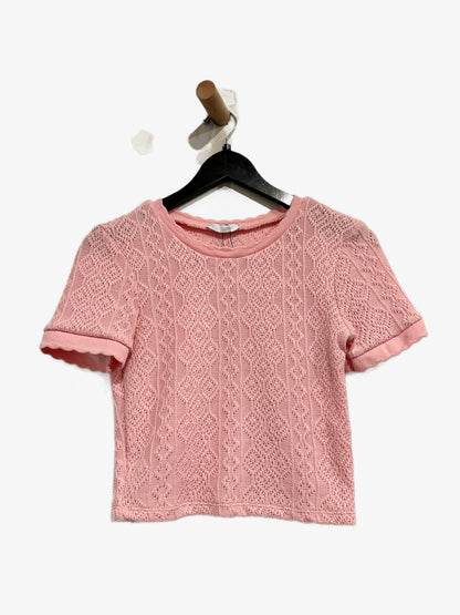 Zara Pink Knit Short Sleeve Top - Small