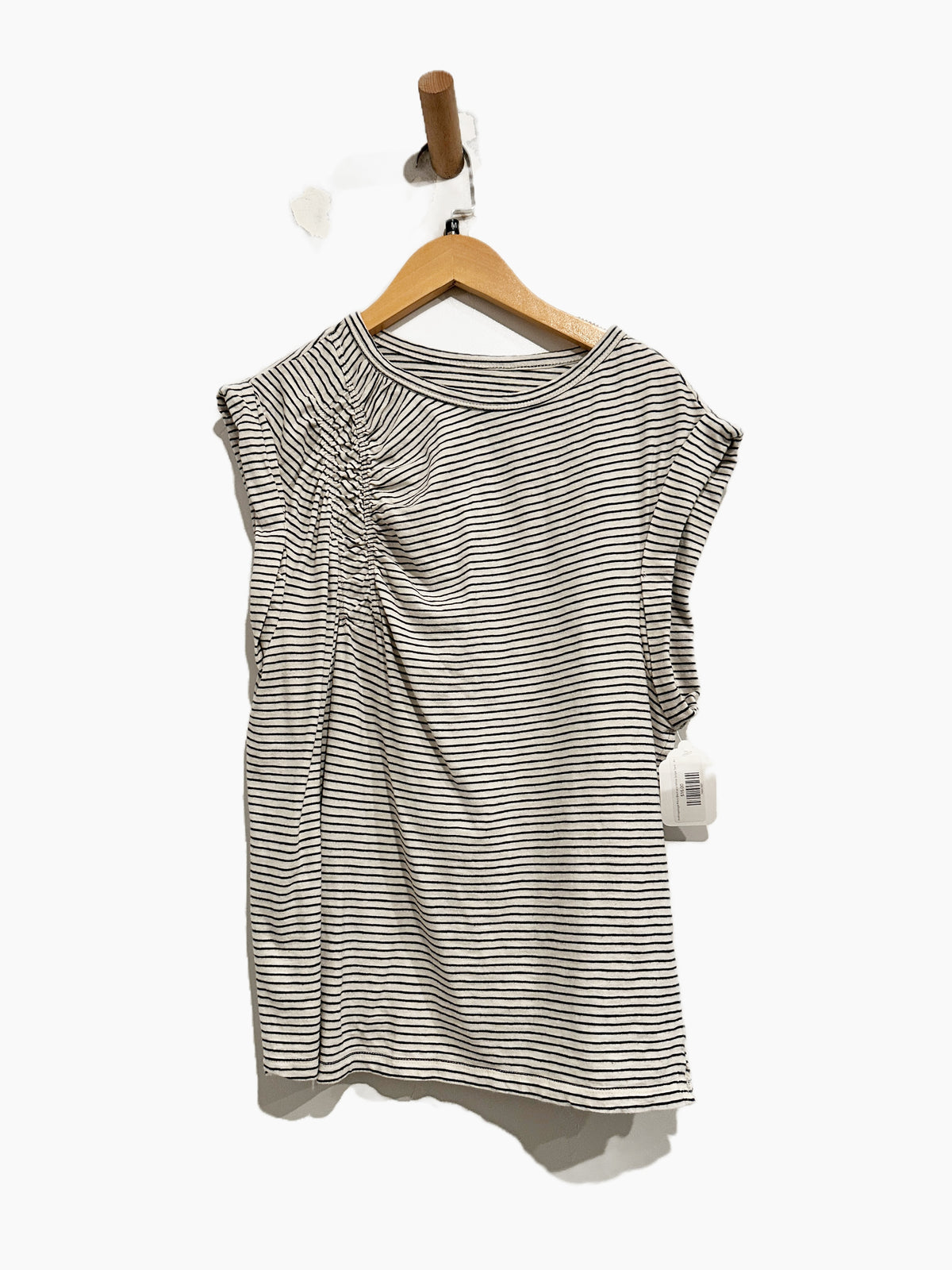Anthropologie Pilcro Ruched Muscle Tee in Black & White - Medium