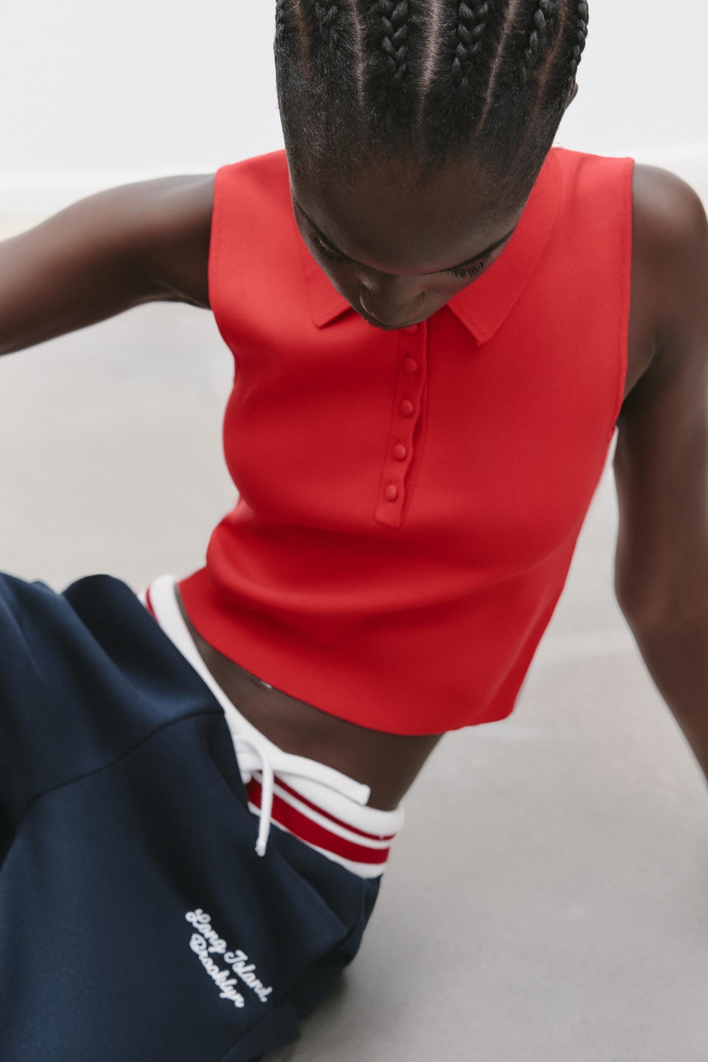 NWT Zara Red Side Piping Knit Polo - Small