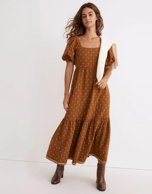 Madewell Quilted Tiered Floral Midi Dress - 4