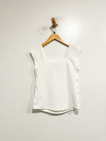Anthropologie Maeve White Ribbed Sleeveless Top - Small