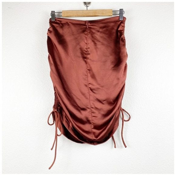 Lush Rust Satin Skirt Set Size Medium