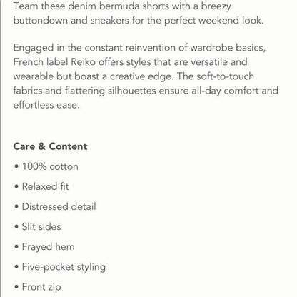 Anthropologie Reiko Sowyer Relaxed Bermuda Shorts Size 24