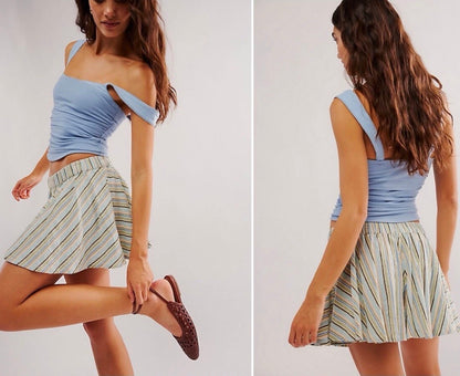 Free People Blue Summerhouse Micro Skirt - Medium