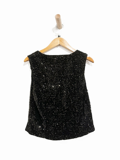 Zara Black Sequin Fitted Vest - XS