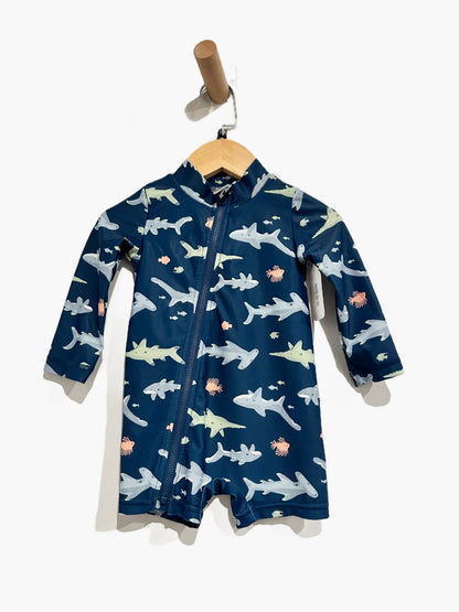 Carter’s Blue Shark Swim Onesie - 12Mo