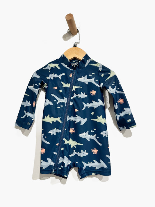 Carter’s Blue Shark Swim Onesie - 12Mo