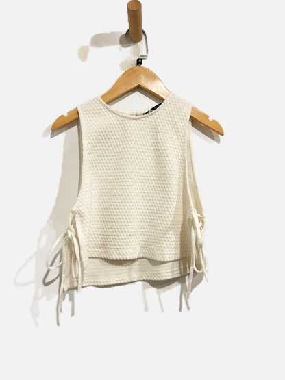 Zara White Side Tie Tank - Medium