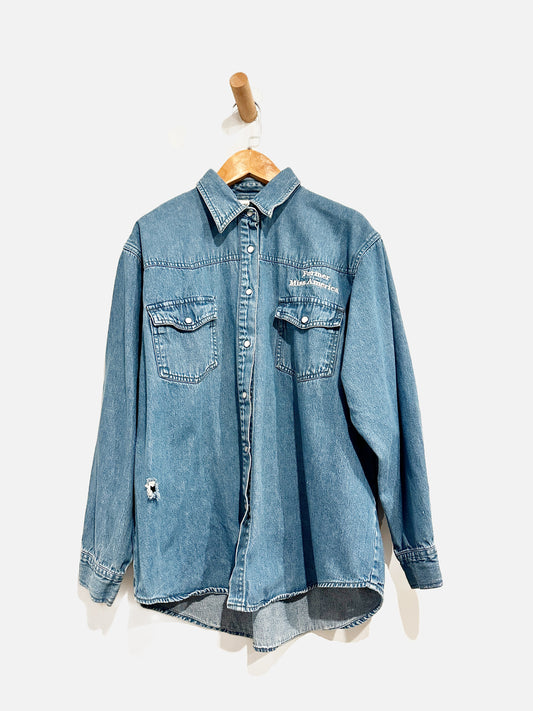 Blue Star Vintage Denim “Former Miss America” Button Down