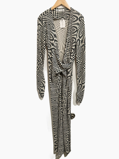 Zara Black and White Geometric Maxi Dress - Small
