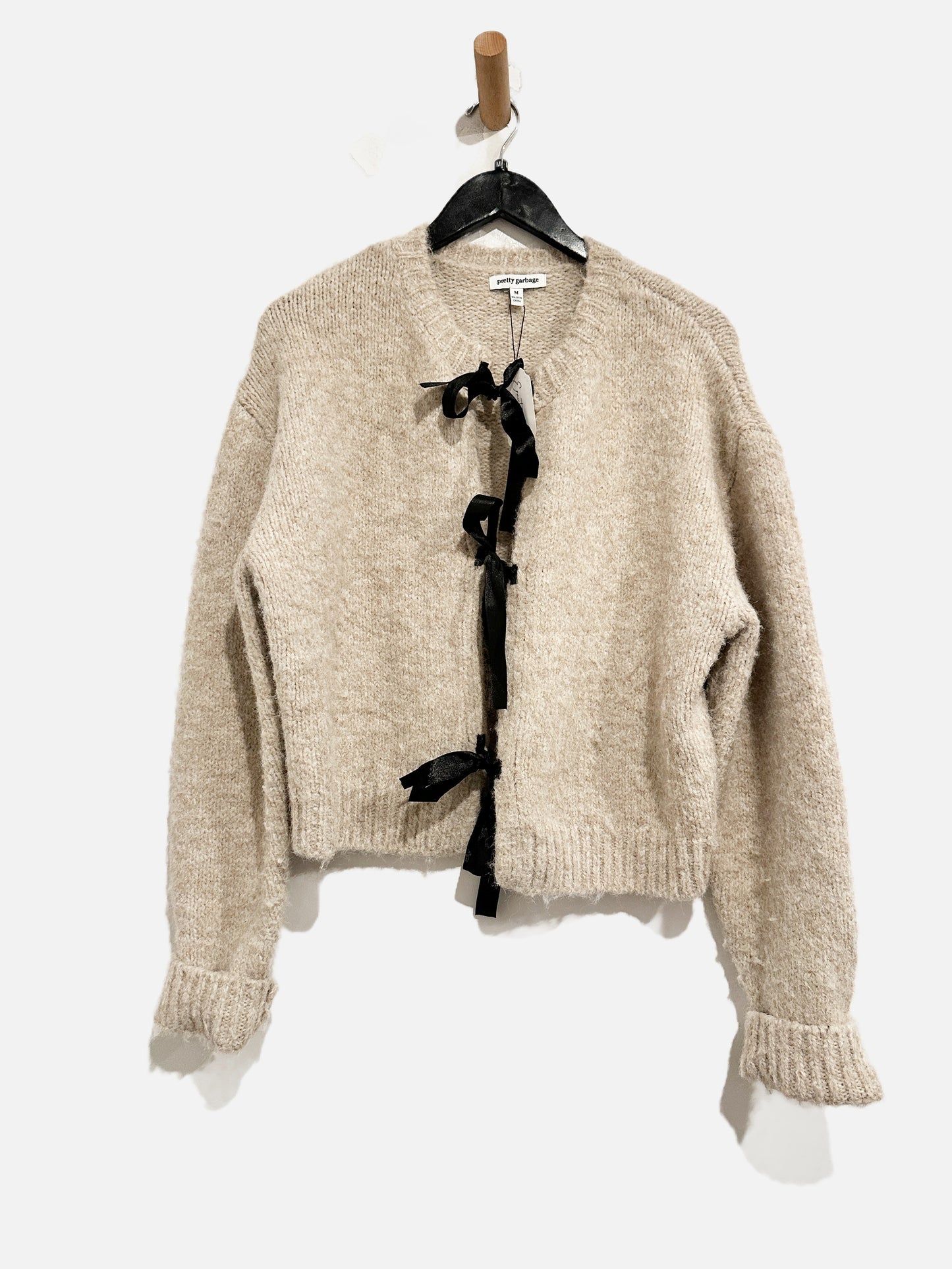 Pretty Garbage Tan Tie Cardigan - Medium