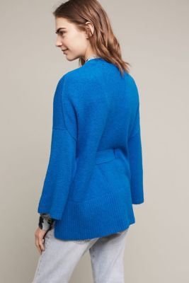 Anthropologie Sleeping on Snow Alcott Belted Cardigan in Blue - Large
