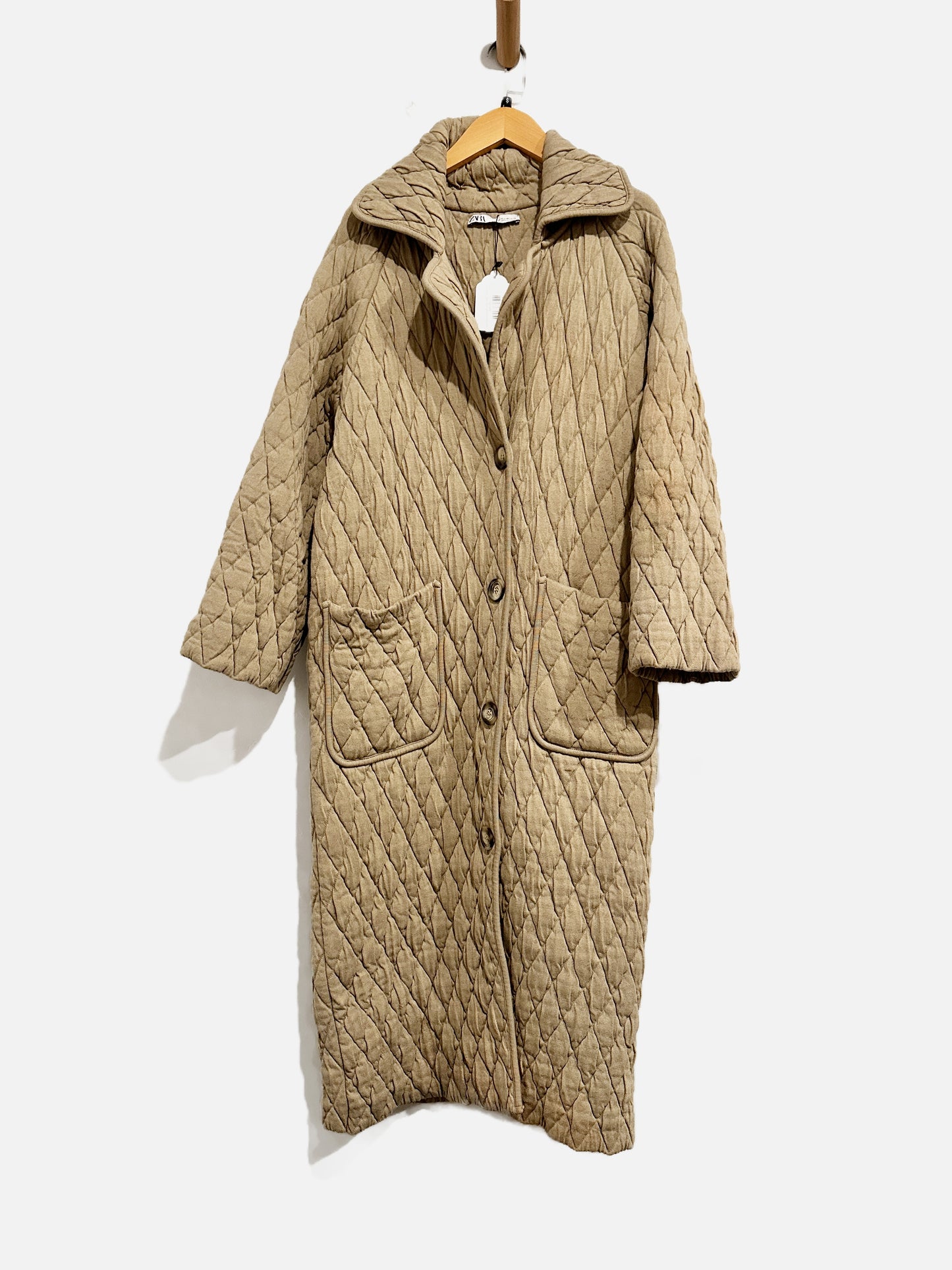 Zara Moss Quilted Long Coat - XS/Small