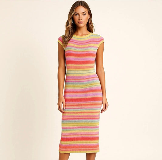 Ralph Lauren Rainbow Knit Dress - Large