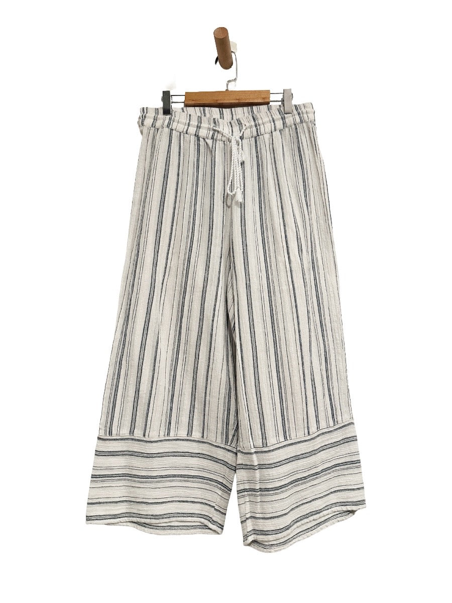 Sundance Salty Breeze Striped Wide Leg Cropped Pants - Small