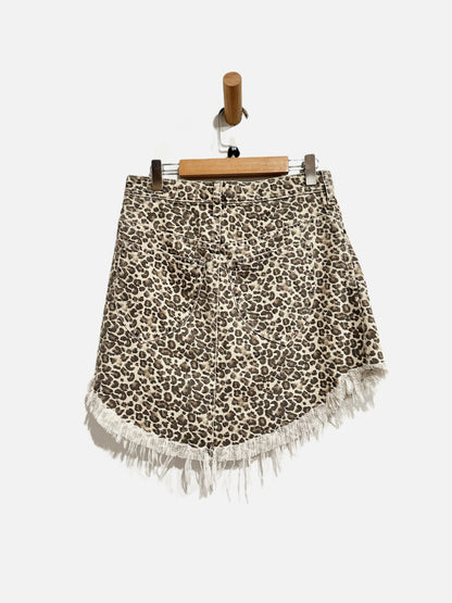 Free People Bailey Leopard Print Denim Mini Skirt - 24