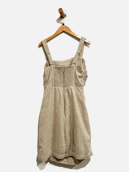 Abercrombie & Fitch Linen Blend Ruched Square-neck Mini Dress - Small
