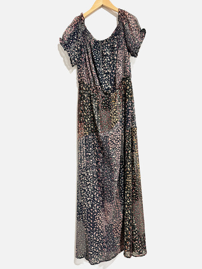 Lulus Navy Floral OTS Dress - XL