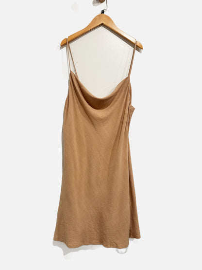 Polly Tan Linen Blend Mini Dress - 8