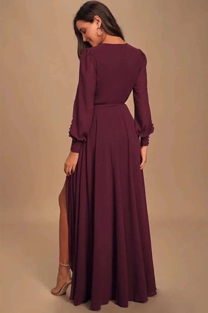 Lulus Burgundy LS Maxi Wrap Dress - Large Ernest Grace Lulus Burgundy LS Maxi Wrap Dress - Large Ernest Grace