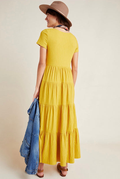 Anthropologie Maeve Gillian Tiered Maxi Dress in Honey - XSP