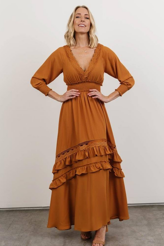 Baltic Born NWT Copper Lace LS Midi Dress - XL