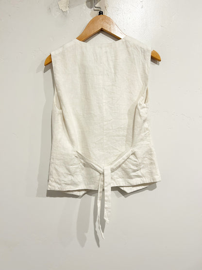 VRG Girl Italian Streets White Linen Vest - 4