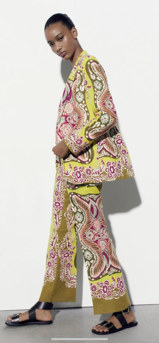 Zara Colorful Printed Pants - Small
