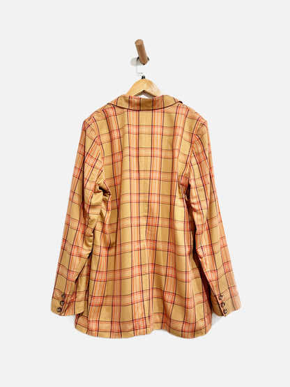 Anthropologie Maeve Orange Plaid Oversized Blazer - Large