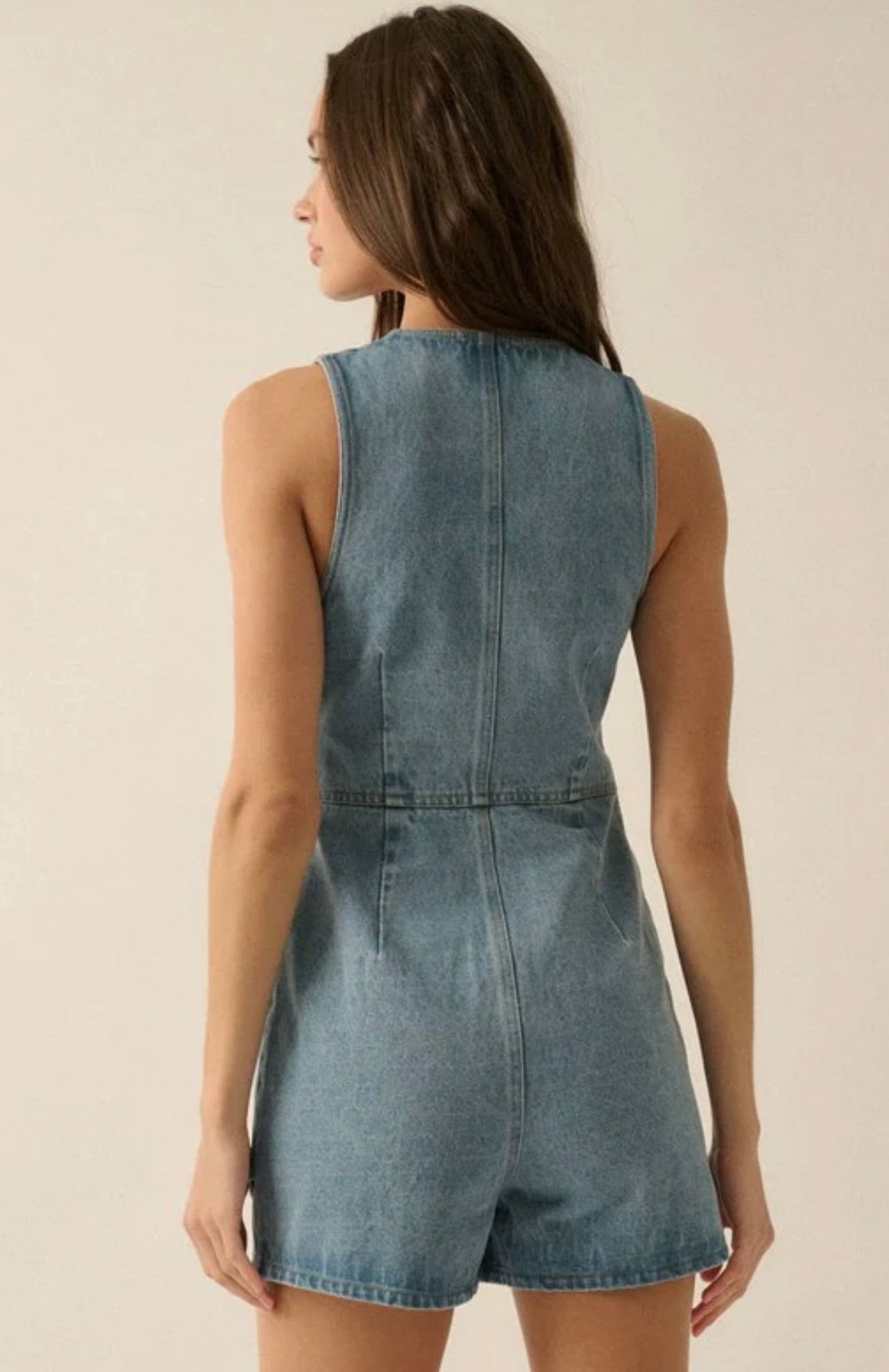 Vici Denim Vest Romper - Medium