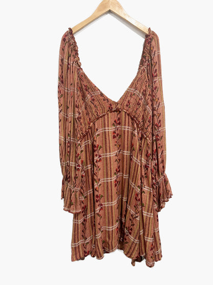 Free People Jackie Mini Dress in Rust Combo - Large