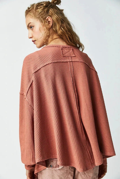 Free People Coraline Oversized Thermal Top in Autumn Glaze - Small
