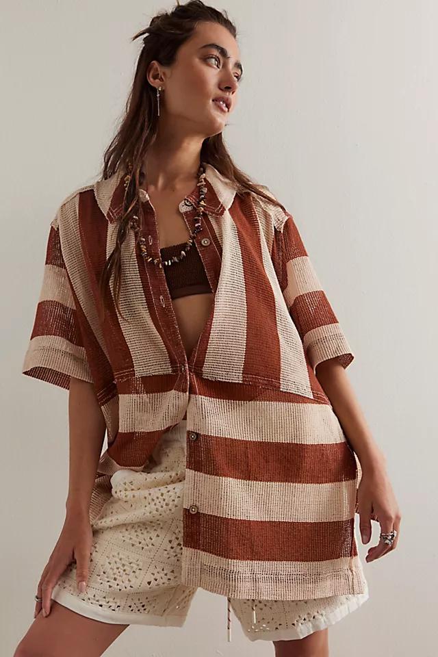 Free People Del Mar Cabana Shirt in Brown Combo - Small