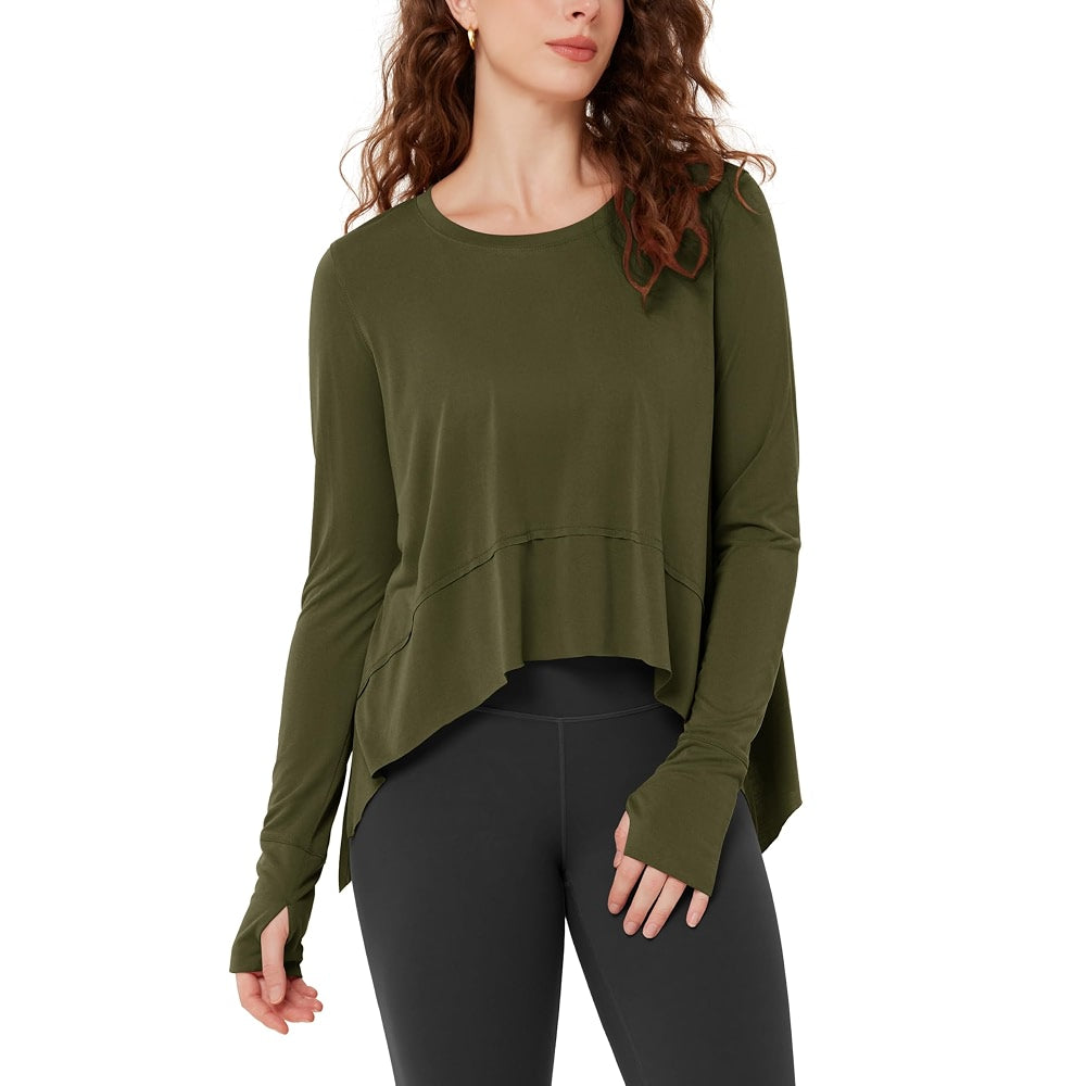Free People Movement Tempo Long Sleeve Tee in Olive Green - XS