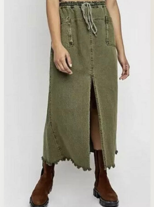 Free People Woke up Like this Olive Green Maxi Skirt - XSmall