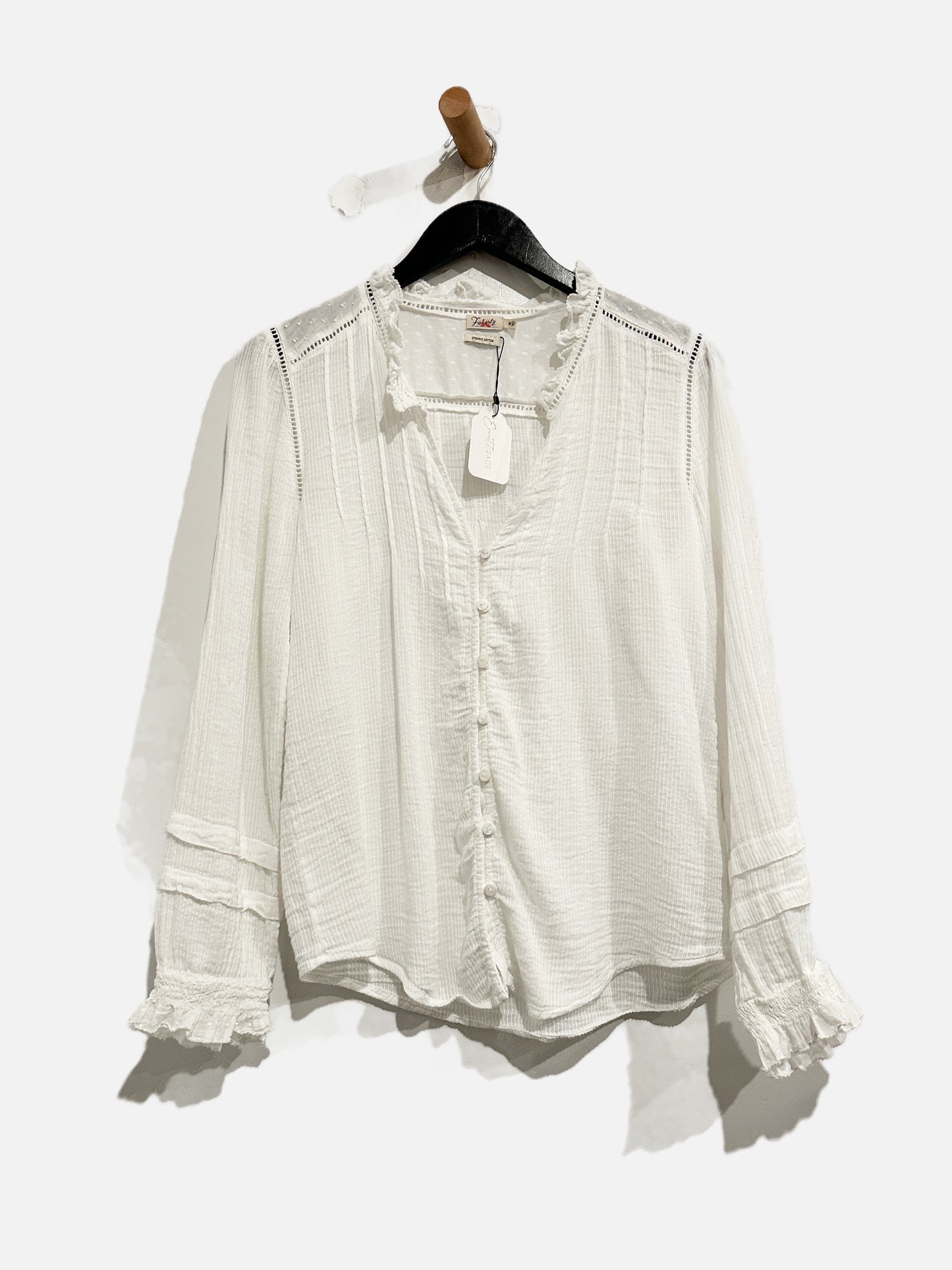 Faherty White Button Front Blouse - Medium