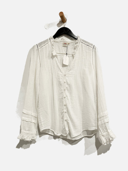 Faherty White Button Front Blouse - Medium
