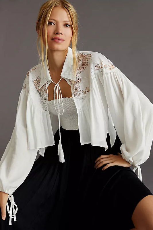 Anthropologie Maeve Cropped Lace Shrug - 0S
