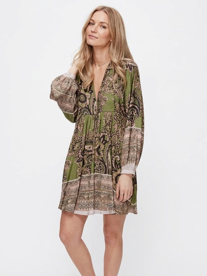 Free People Say You Love Me Mini Dress in Green Combo - Small