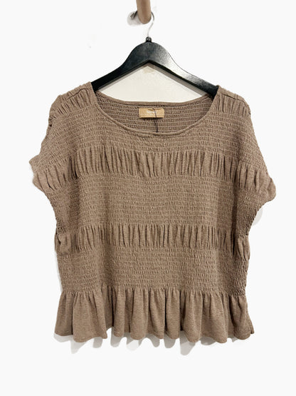 Free People Free-est Peplum Top in Dusted Cocoa - Medium
