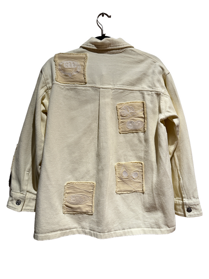Zara Yellow Embroidered Patch Denim Jacket - XS